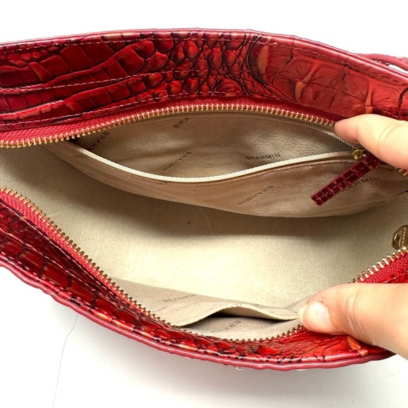Brahmin Hillary Croc-Embossed Red Leather Crossbody Bag - Picture 8 of 12